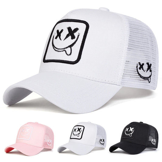 Unisex XX Smiling Face Embroidery Baseball Caps Hip Hop Hat Sunscreen Hat