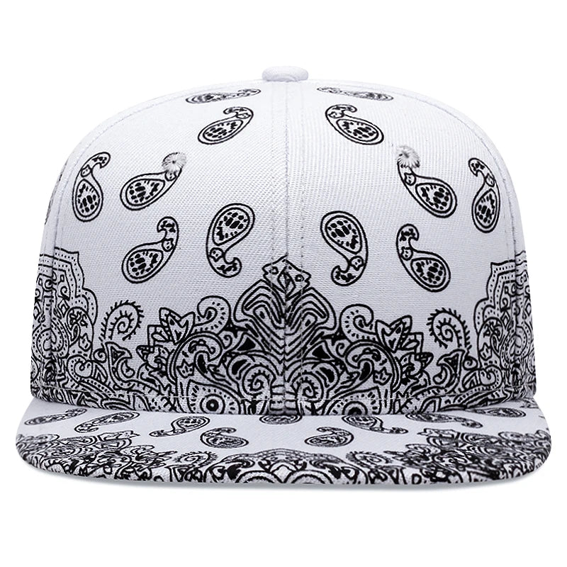 Men's Fashion Hip Hop Vintage Adjustable Cap Cashew Nut Flower Label Snapback Cap