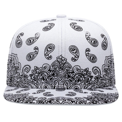 Men's Fashion Hip Hop Vintage Adjustable Cap Cashew Nut Flower Label Snapback Cap