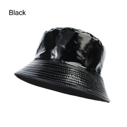 Unisex Reversible Climbing PU Leather Fishing Hat Sun Hat Bucket Hat