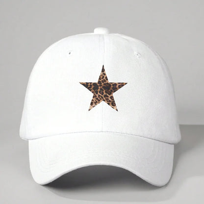 Leopard Print Star Soft Cotton Baseball Cap Unisex