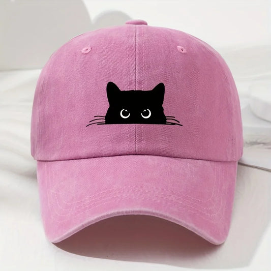 Black Cat Printed Baseball Cap