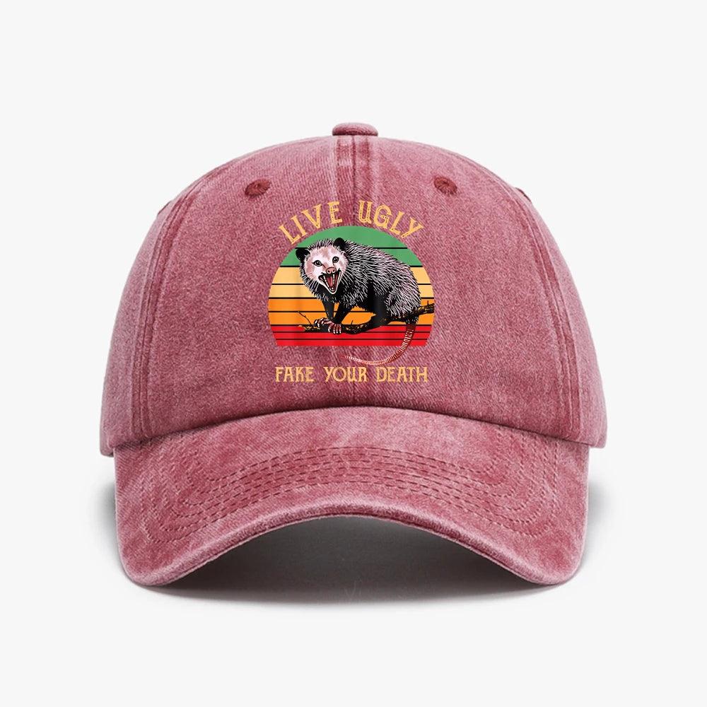 Live Ugly Fake Your Death Possum Kawaii Baseball Cap