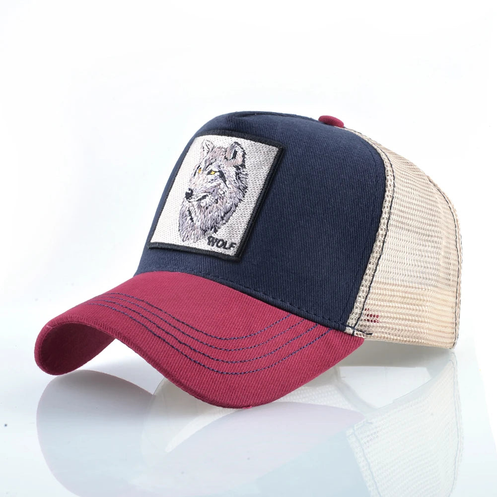 Fashion Baseball Cap With Embroidery Wolf Patch Snapback Hip Hop Hat