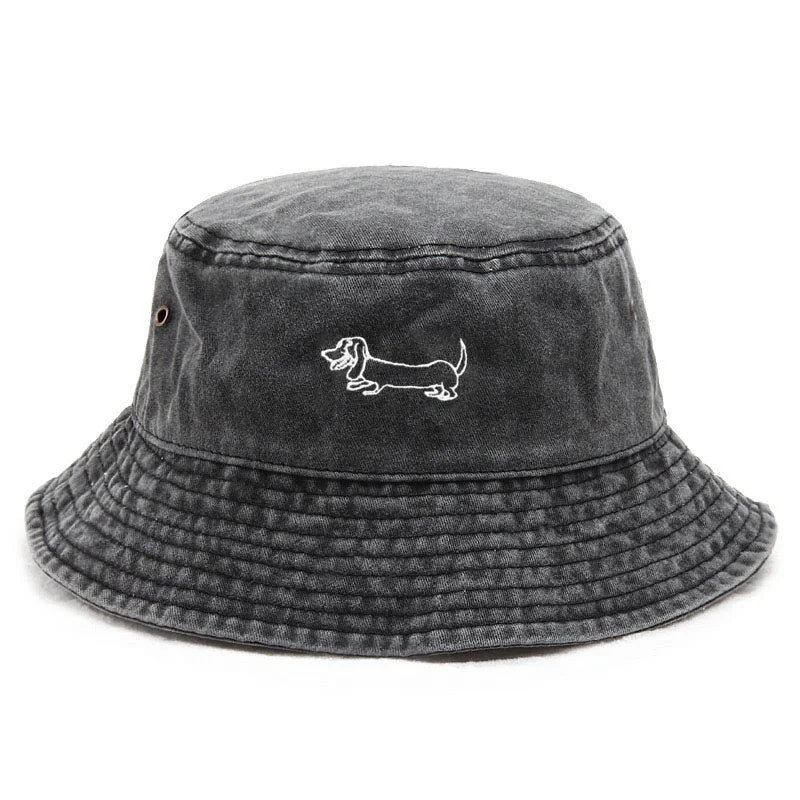 Cute Design Cotton Washed Bucket Hat Vintage Fishing Hat for Dog Owners