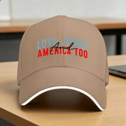 Loves Jesus and America Too Baseball Cap