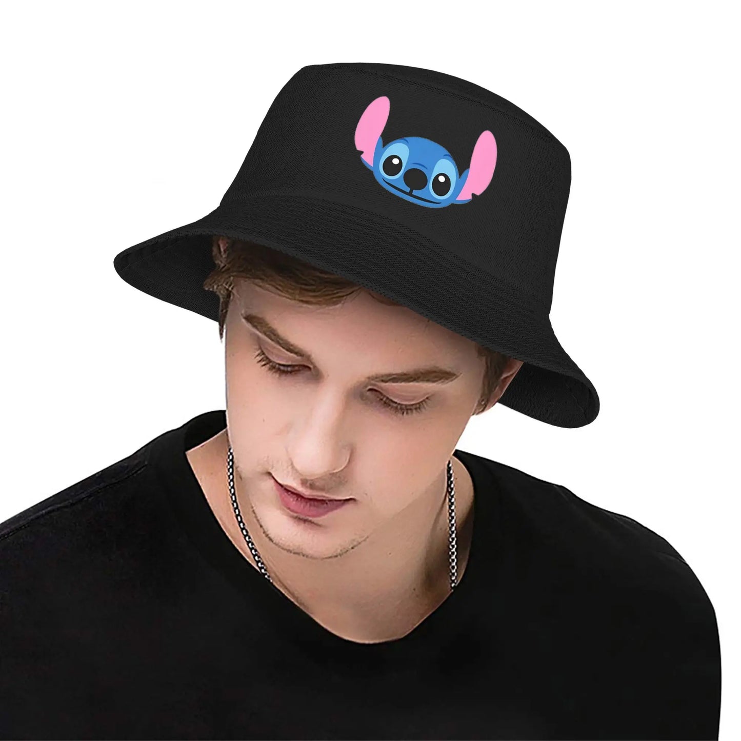 Vocation Getaway Headwear Smiley Stitch Cute Anime Bucket Hat Fashion Women