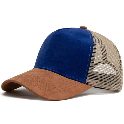 New Summer Suede Trucker Hat Men Mesh Baseball Cap