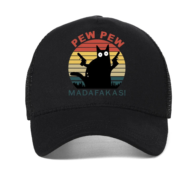 Pew Pew Madafakas Hat Men Novelty Funny Cat Baseball Caps