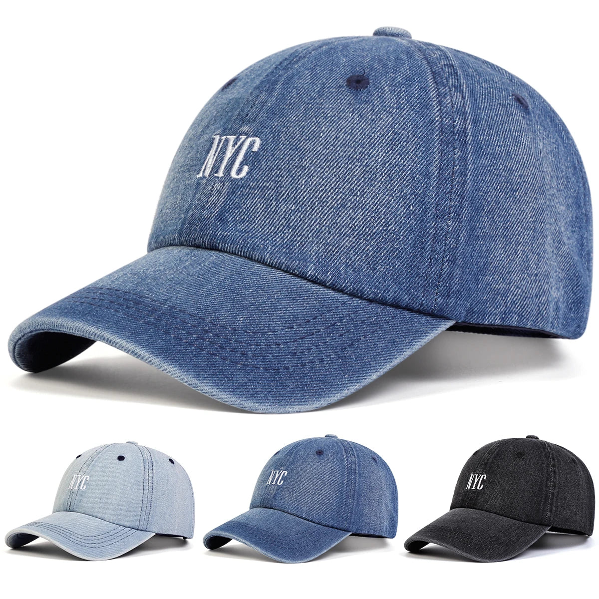 Unisex NYC Embroidery Denim Baseball Caps