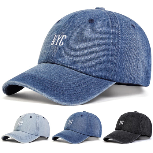 Unisex NYC Embroidery Denim Baseball Caps