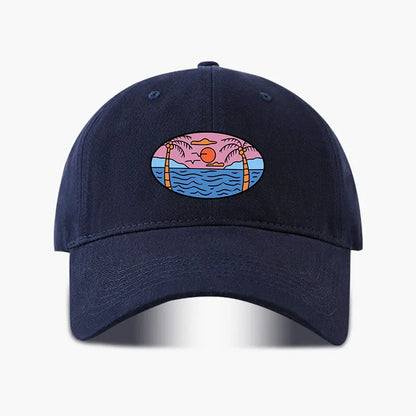 Baseball Cap Palm Tree Sun Ocean Print