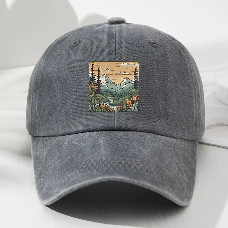 Baseball Cap Landscape Print Retro Men's And Women's Fashionable Outdoor Hat