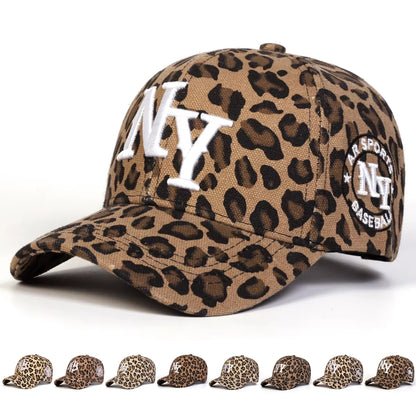 Unisex Letter Embroidery Leopard Print Baseball Caps