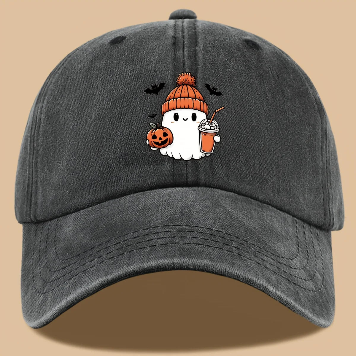 Baseball Cap Cute Ghost Pumpkin Milk Tea