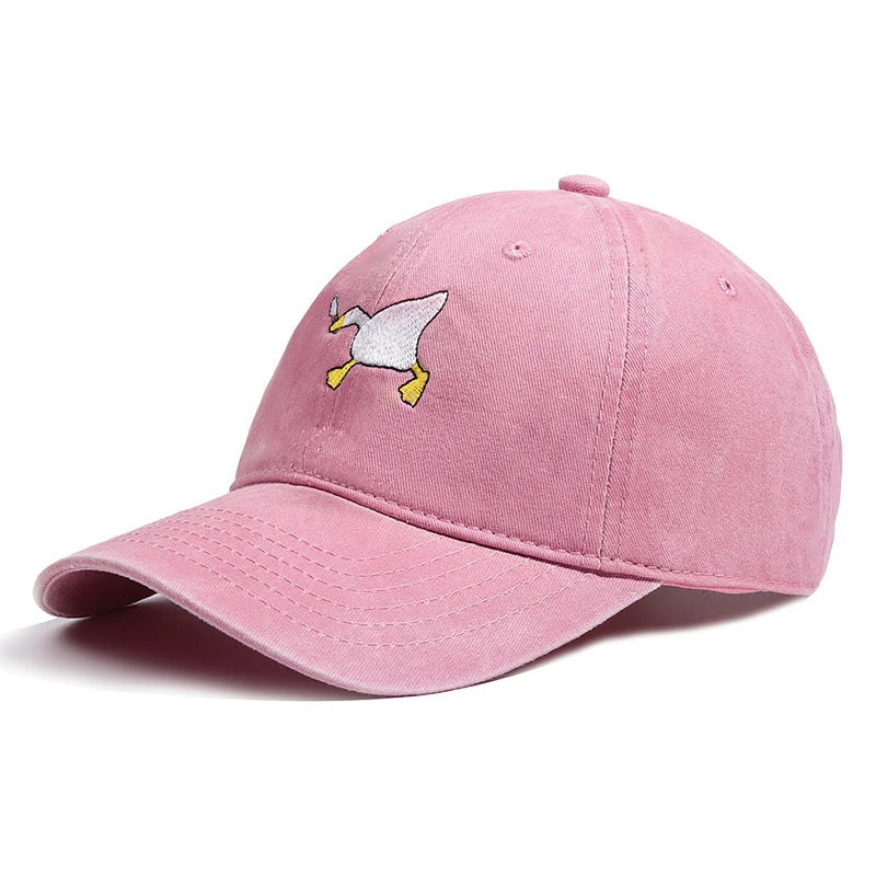Embroidered Baseball Cap with Goose Pattern