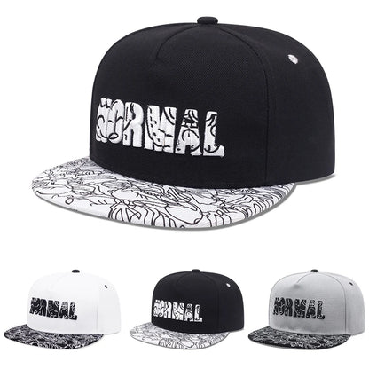Trendy NORMAL Embroidered Pattern Flat Edge Hat Fashionable Men's Hip Hop Hat Women's Snapback Cap