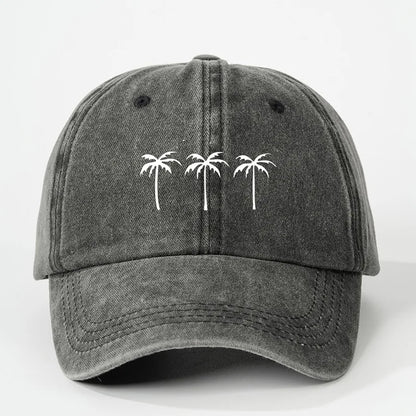 Printed Three Coconut Tree Washed Baseball Hat