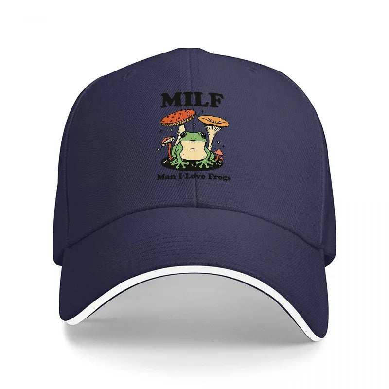 Frog And Mushrooms Nature Inspired Baseball Cap