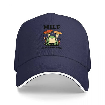 Frog And Mushrooms Nature Inspired Baseball Cap