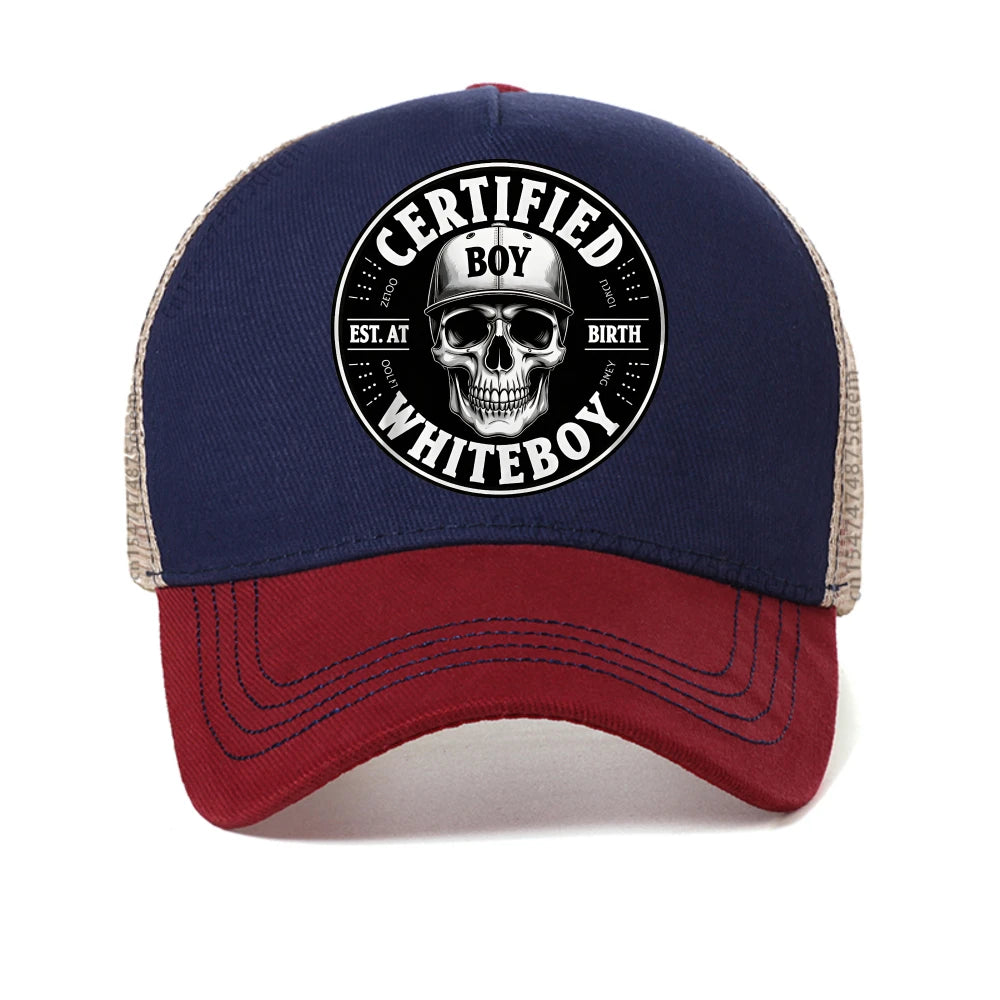 Certified Bold Skull Whiteboy Printed Baseball Cap