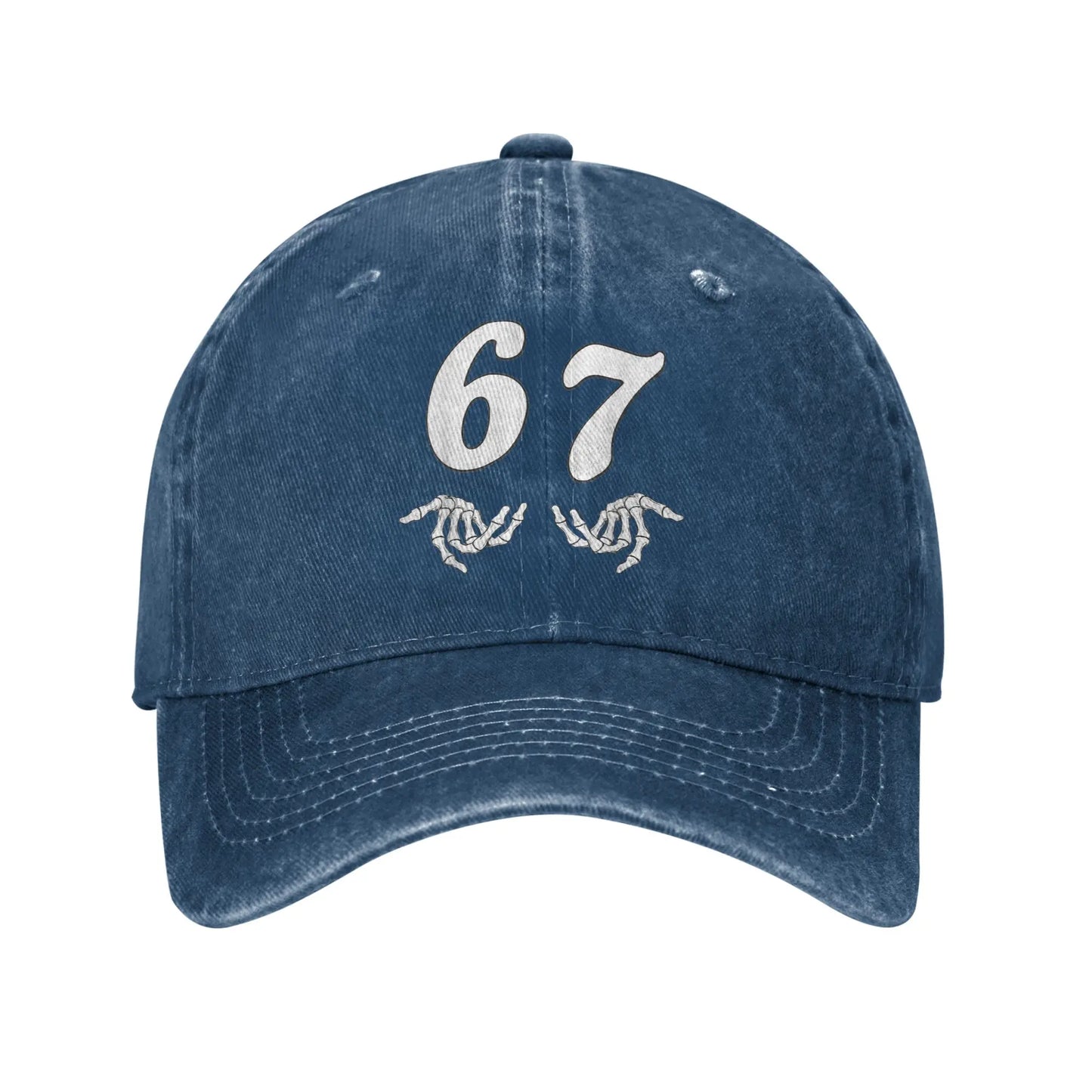 Summer Funny Six Seven 6 7 Meme Halloween 67 Skeleton Hand Baseball Cap