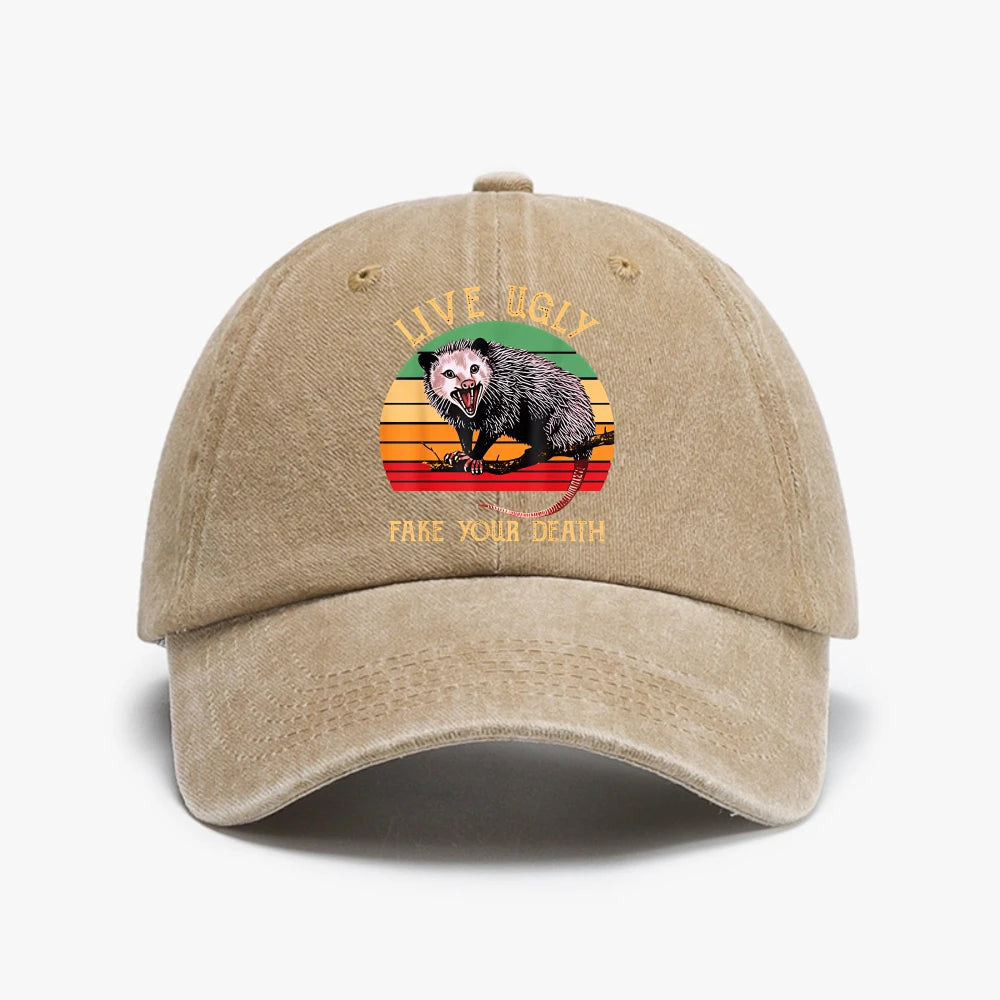 Live Ugly Fake Your Death Possum Kawaii Baseball Cap