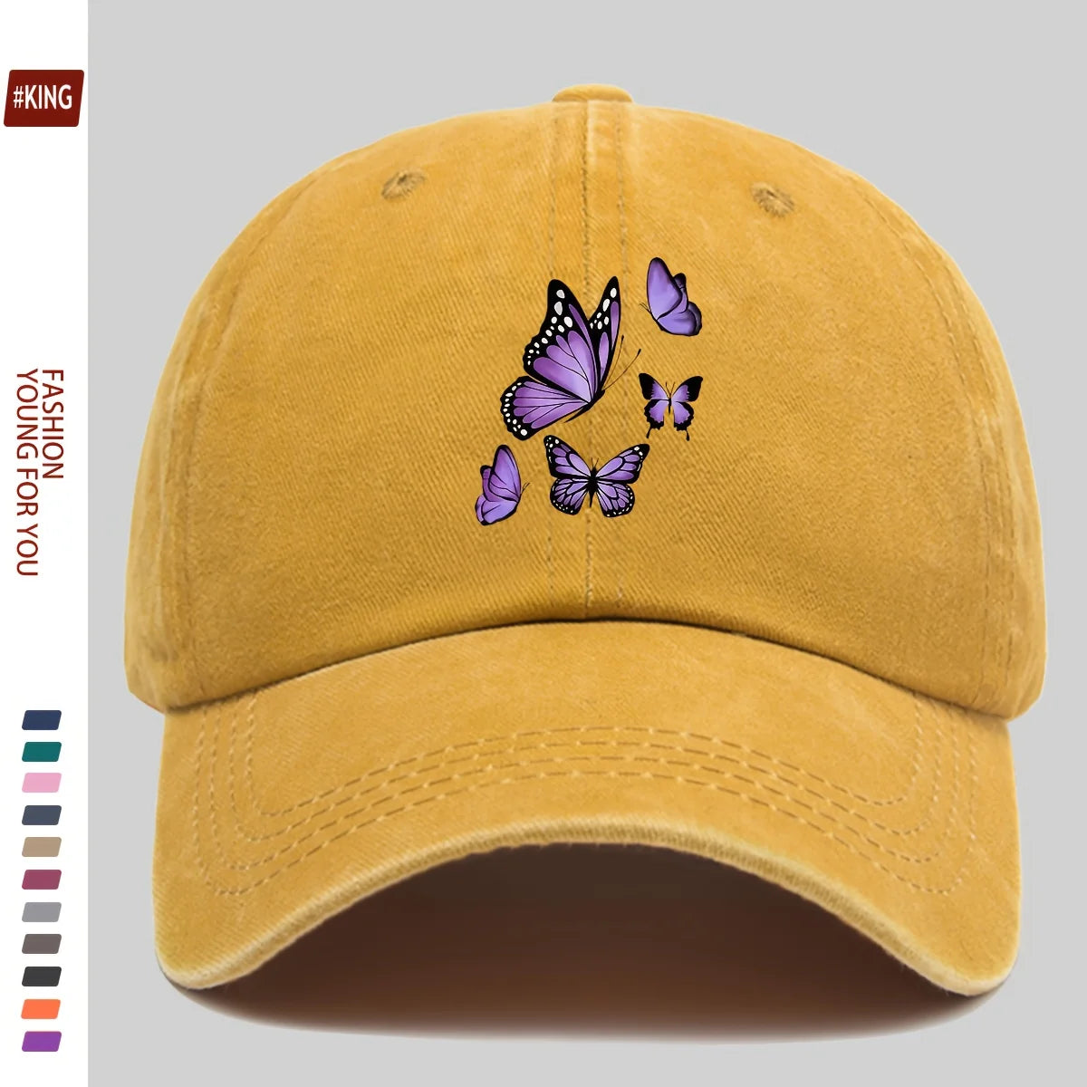New Simple Versatile Butterfly Print Baseball Cap