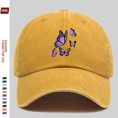 New Simple Versatile Butterfly Print Baseball Cap