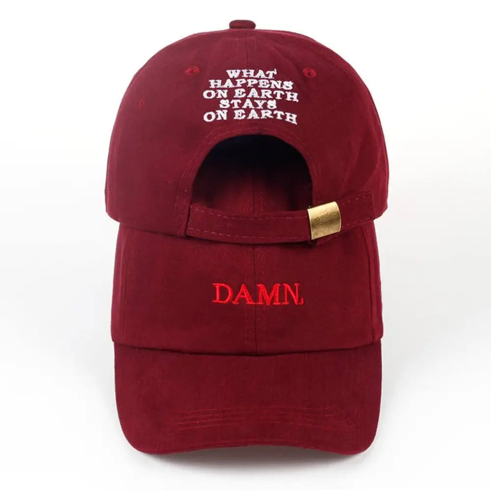 Letter DAMN Embroidery Baseball Cap Stitched Hip-hop Rapper Distressed Faded Cap