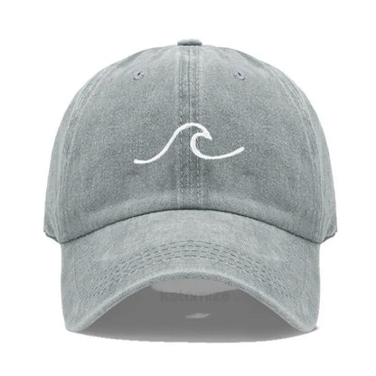 Men's Baseball Cap Women's Washed Cotton Waves Embroidery Embroidery Sport Golf Caps For Man