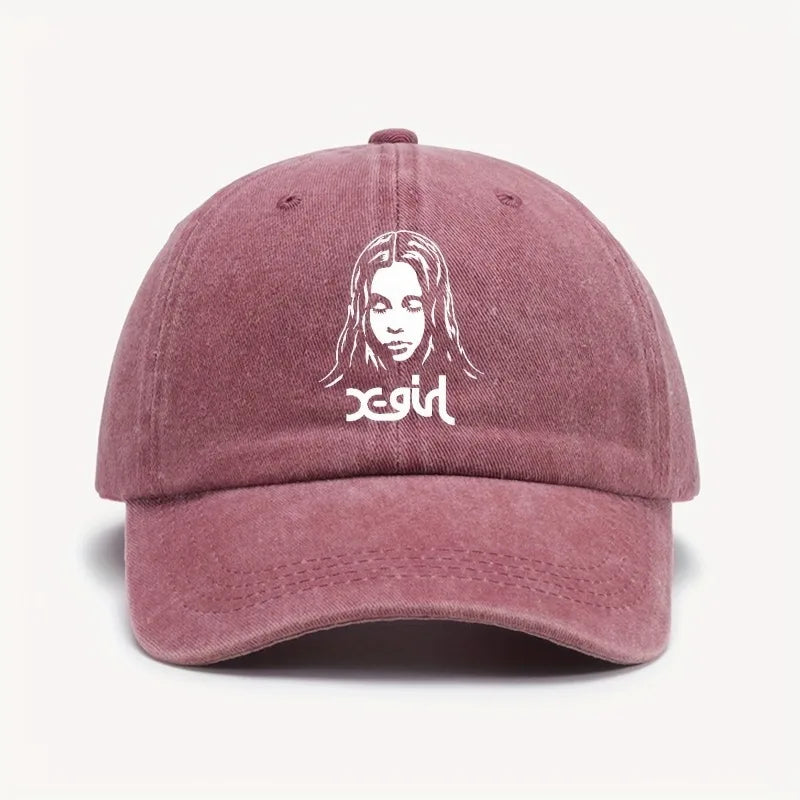 Girl Printed Baseball Cap Unisex Vintage Wash Sun Hat