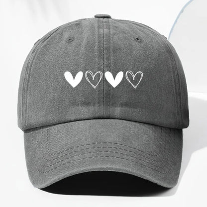 Unisex Retro Baseball Cap With Heart-Shaped Pattern