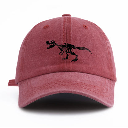Black T. Rex Print Washed Baseball Cap For Adults