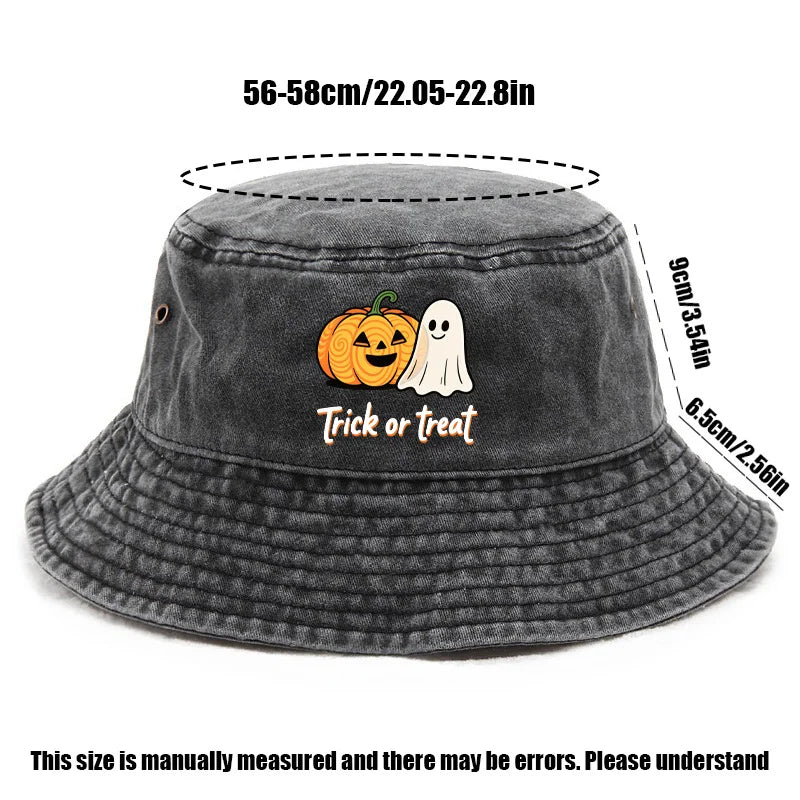 Halloween Themed Atmosphere TRICK OR TREAT Printed Bucket Hat