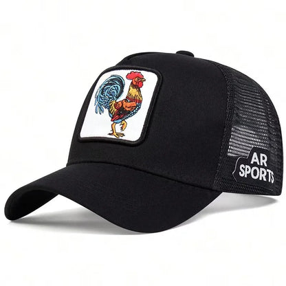 Spring New Animal Embroidery Net Rooster Hat Animal Baseball Hat