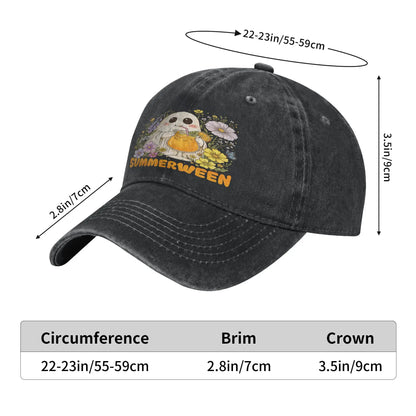 Summerween Funny Ghost Floral Halloween Women Kid Cap Crazy Baseball Cap