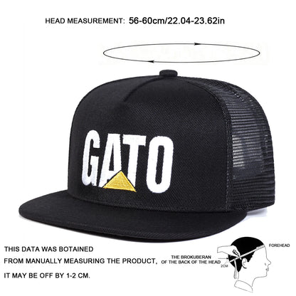 Unisex GATO Letter Embroidery Hip-hop Net Hats Spring Summer Adjustable Baseball Caps Sunscreen Hat