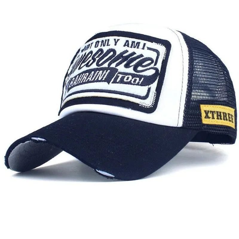 New Mesh Embroidery Letter Awesome Baseball Cap