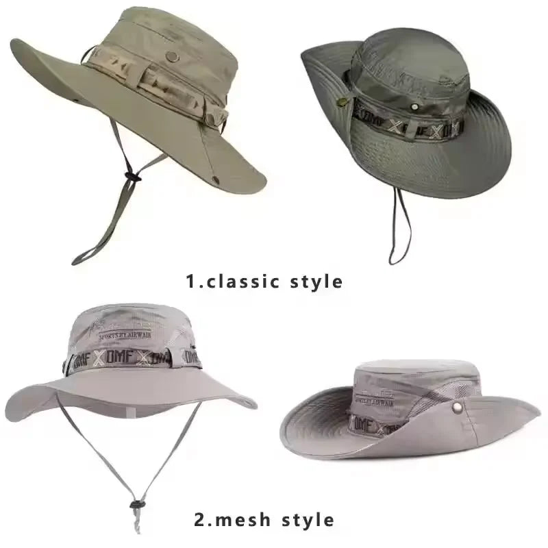 Summer Men Bucket Hat Wide Brim Panama Safari Hunting Hikingp