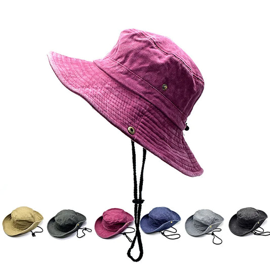 1PC Washed Cotton Bucket Hats Spring Summer Men Women