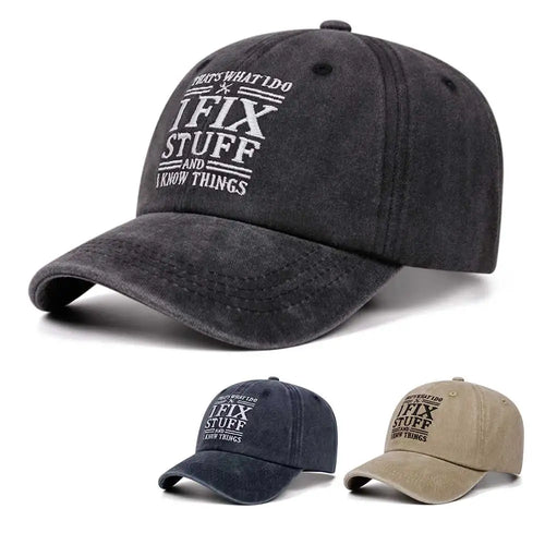 Ifix Stuff Letter Washed Embroidered Soft Top Baseball Cap