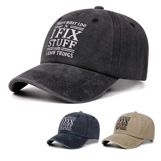 Ifix Stuff Letter Washed Embroidered Soft Top Baseball Cap