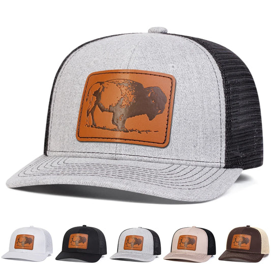 Unisex Yak Leather Label Baseball Net Caps