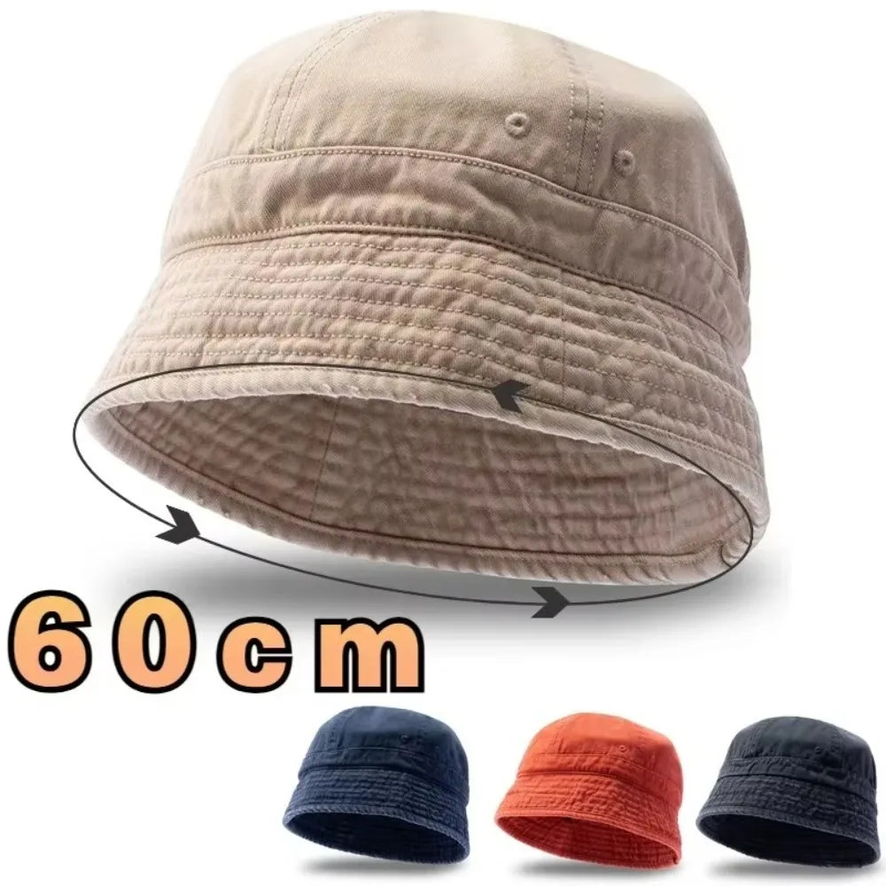 Bucket Hat Japanese Style Short-brim Fisherman Cap Big Head Circumference