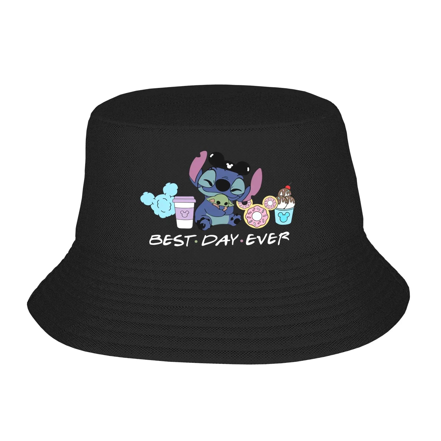 Women Men Bucket Hat Cartoon Lilo Stitch Summer Beach Getaway Headwear Outdoor