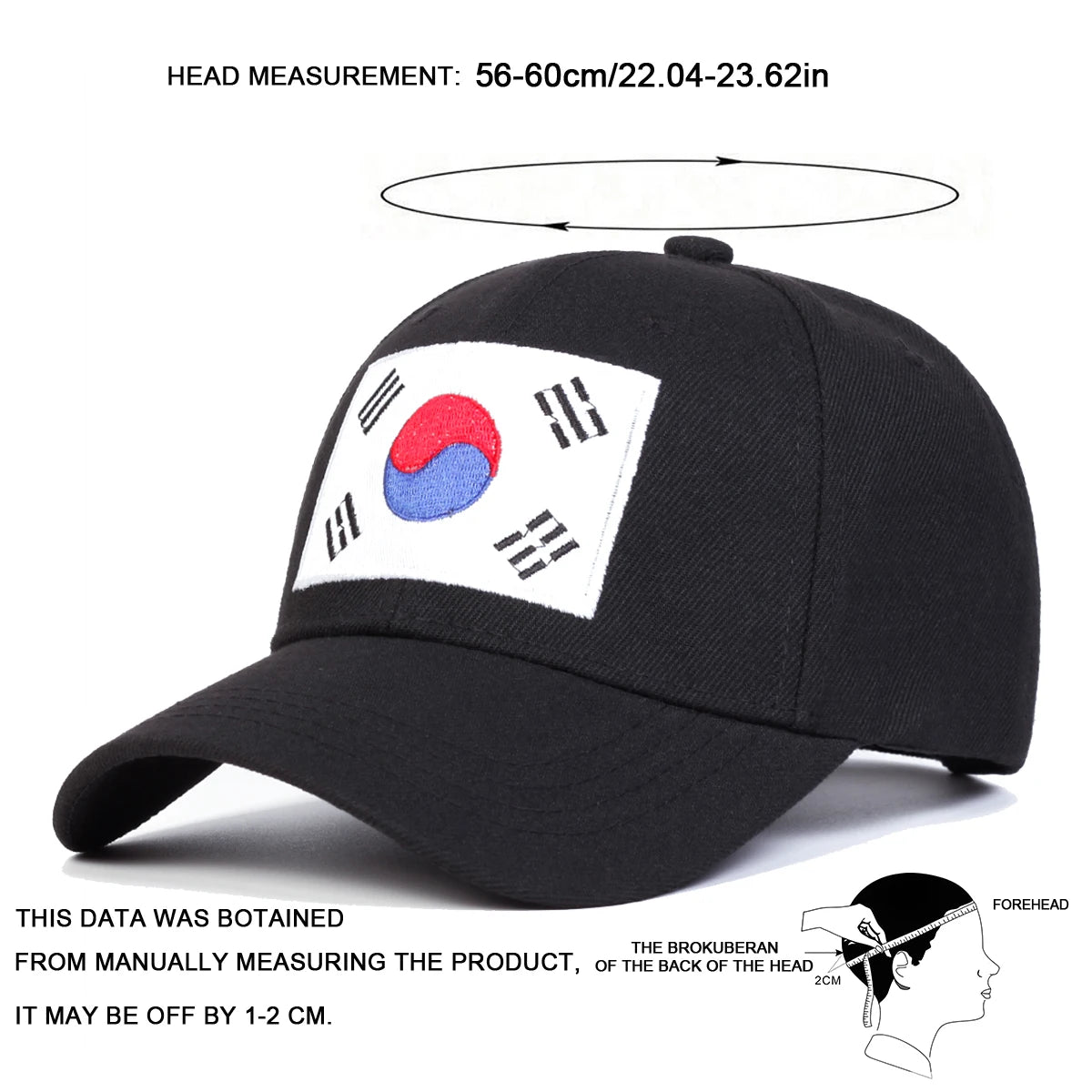 Unisex Korean Flag Embroidery Baseball Caps Spring Autumn Outdoor