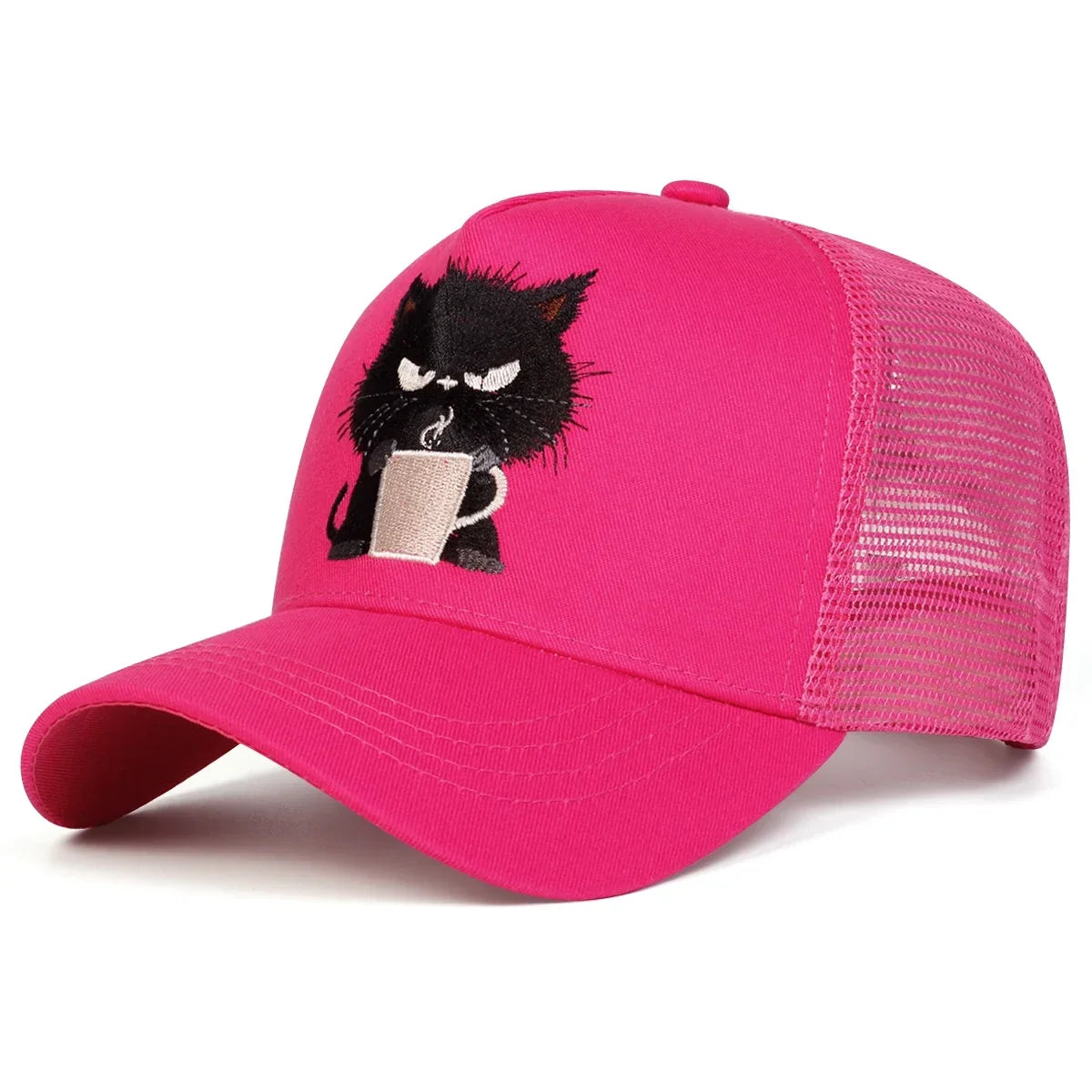 Unisex Black Cat Embroidery Baseball Caps