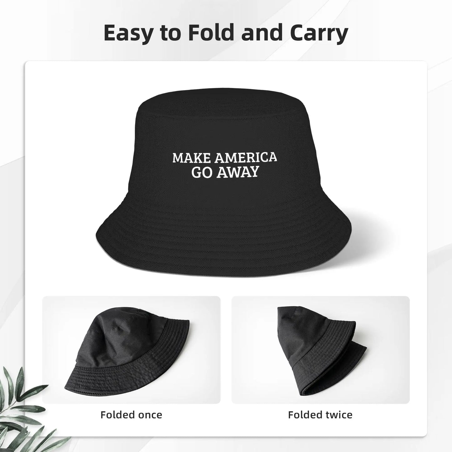 Girls Kawaii Bucket Hat Make America Go Away MAGA