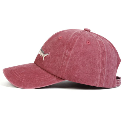 Unisex Shark Embroidery Wash Baseball Caps